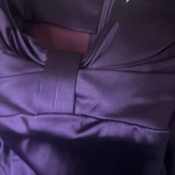 Calvin Klein Womens Purple Sleeveless Satin Ruched‎ Front Midi Dress Size 12 - Picture 5 of 6